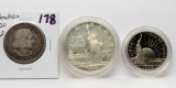 3 Commemoratives, no boxes or COA: 1892 Columbian Expo Silver Half; 1986S Liberty $ & Half $ PF