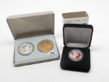 Token Mix: Set of 2 National Farmers Memorial KC Region boxed; Colorized Kennedy Silver Half $ 1964