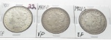3 Morgan $: 1921 EF, 21D VF, 21S EF