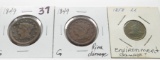 Penny Mix: 2-1849 Large Cents Good (1 rim damage); Flying Eagle 1858 LL ?environment damage
