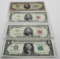 Currency Mix: $1 FRN 2009 CHCU; 2-$5 USN (VF, AU); $20 FRN Dallas 1934 F stained