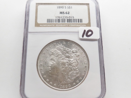 1890-S Morgan Silver $ NGC MS62