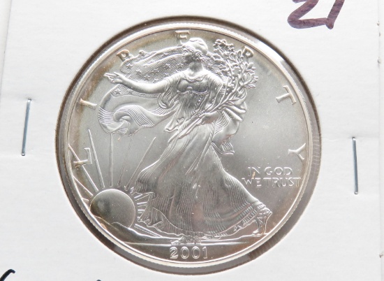 2001 AMERICAN SILVER EAGLE Gem BU 1 Ounce .999 Fine Silver