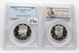 2 Silver Kennedy Half $ PCGS PR69 DCAM: 1994S, 1996S w/signature