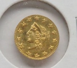 1854 California Gold Half Dol Token, ?Kroll Hoard, .5gm ?solid gold