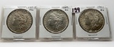 3 AU Morgan $: 1882S, 1889, 1921