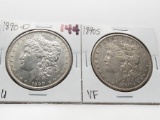 2 Morgan $: 1890-O AU, 1890S VF