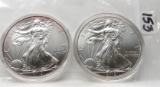 2-2012 American Silver Eagle BU, in plastic rounds, each 1 oz .999 Fine Silver