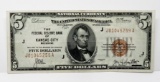 $5 FRBN 1929 KC, SN J01045259A, VF