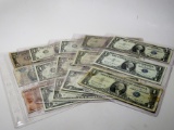 Currency Mix in album pages some Unc: 5-$1 Silver Certificates (1935A, 35B, 35D, 57A, 2-57B) 6 FRN (