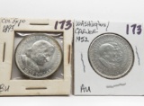 2 Commemorative Half $: 1893 Columbian Expo BU, Washington Carver 1952 AU