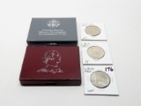 5 Commemorative Half $: Washington 1982S Silver PF boxed, 2 Liberty (1986D Unc, 86S PF), 1994D World