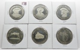 6 Leavenworth KS Buffalo Bill Cody $ Tokens, AU-Unc: 1969, 70, 71, 72, 73, 74