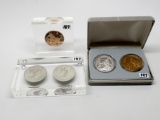 Mix: Natl Farmers 2 Token Set boxed Ag Hall of Fame; 2 Lucite Paper Weights (Horoscope-looks like si