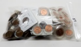 Mix: 14 Indian Cents; 107 Wheat Cents ( 17 in 2x2's); 40 Memorial Cents (most Unc in cases)