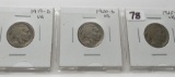3 Buffalo Nickels: 1919D VG, 1920D VG, 1925D VG