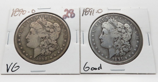 2 Morgan $: 1890-O VG, 1891-O G