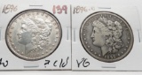 2 Morgan $: 1896 AU ?clea, 1896-O VG