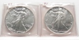 2 American Silver Eagle $ Unc: 1989, 1990