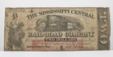 1862 Mississippi Central Rail-Road Co. $2 Obsolete Note, Holly Springs MS, VG