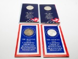 4 Medallions on display cards: 2-1974 Kansas Governor's Bicentennial 1st Issue .925 Silver; 2-1973 C