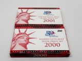 2 Silver US Proof Sets: 2000, 2001