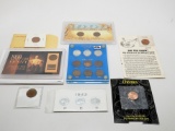 Penny Mix in holders: 2 Coin-1st Year Lincoln 1909, 09VDB; 9 Coin Wartime Cent Unc Set (3 Steel, 3 S