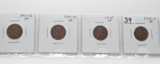 4 Lincoln Wheat Cents VF: 1911D, 1913D, 1915, 1915D