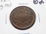 1864 Two Cent Piece Large Motto EF