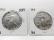 2 American Silver Eagles BU: 1993, 1999