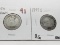 2 Type Seated Liberty Quarters: 1854 Arrows AG, 1877S AG scratches