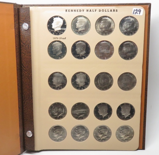 Dansco Kennedy Half $ Album, 20 Coins BU & PF, 2-1979S, 80PDS, 81PDS, 82S, 83PDS, 84PDS, 85PDS, 87PD