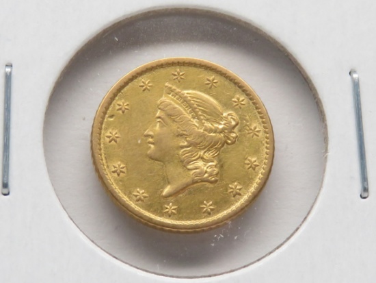 Gold $1 Type 1 Liberty Head 1850-O EF ?rev solder spot, 1.6gm
