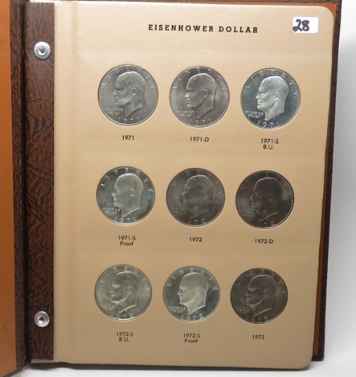 Dansco Eisenhower $ Album including PF & Silver PF, 32 Coins, 1971-1978S, most BU & PF. Nice set