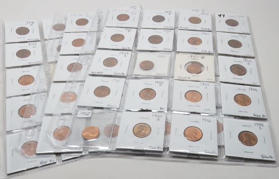60 Unc-BU Lincoln Wheat Cents in vinyl pages, 1936-1958D, no more than 3 per date, ungraded by us