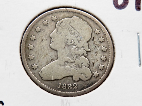 Capped Bust Quarter 1832 VG rev scratches