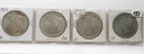 4 Peace $: 1922 AU, 1923 AU, 1923S VF, 1925 VF