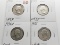 4 Silver Washington Quarters: 1932 CH EF, 34 CH EF, 34D G, 35 CH VF