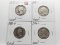 4 Silver Washington Quarters: 1935D G, 35S G, 36D G, 36S G