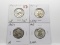 4 Silver Washington Quarters: 1940D VF ?clea, 1942D CH EF, 1943 Unc,1943S VG