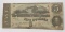 $5 Richmond Confederate Note April 6th 1863, F with rev ?fold marks