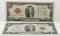 2-$2 USN red seals: 1928G F+, 1963 AU (small border tear right side)
