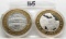 2 Western Collector's Series .999 Silver tokens in cases: St Jo Mo Frontier, Vegas Fremont