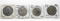 4 World Silvers: 2-.900S Prussia (5 mk 1902A; 3 mk 1924); UK .500S 1/2 Crown; France 1929 .680S 20 f