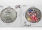 2 Silver American  Eagles BU: 1996, 1999 colorized