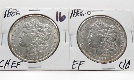 2 Morgan $: 1886 CH EF, 1886-O EF cleaned