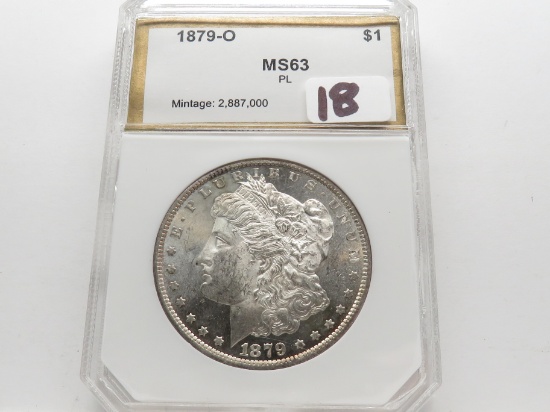 Morgan $ 1879-O PCI MS PL, gold label