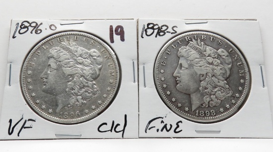 2 Morgan $: 1896-O VF clea, 1898S F