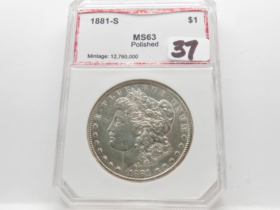 Morgan $ 1881S PCI MS polished, red label