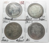4 Silver Morgan $: 1884 chromed, 96S VG PVC problems, 00-O VF defaced, 01-O AG